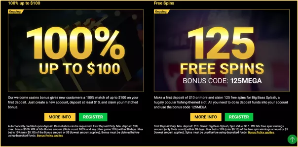 Join Mega Casino and get 125 free spins